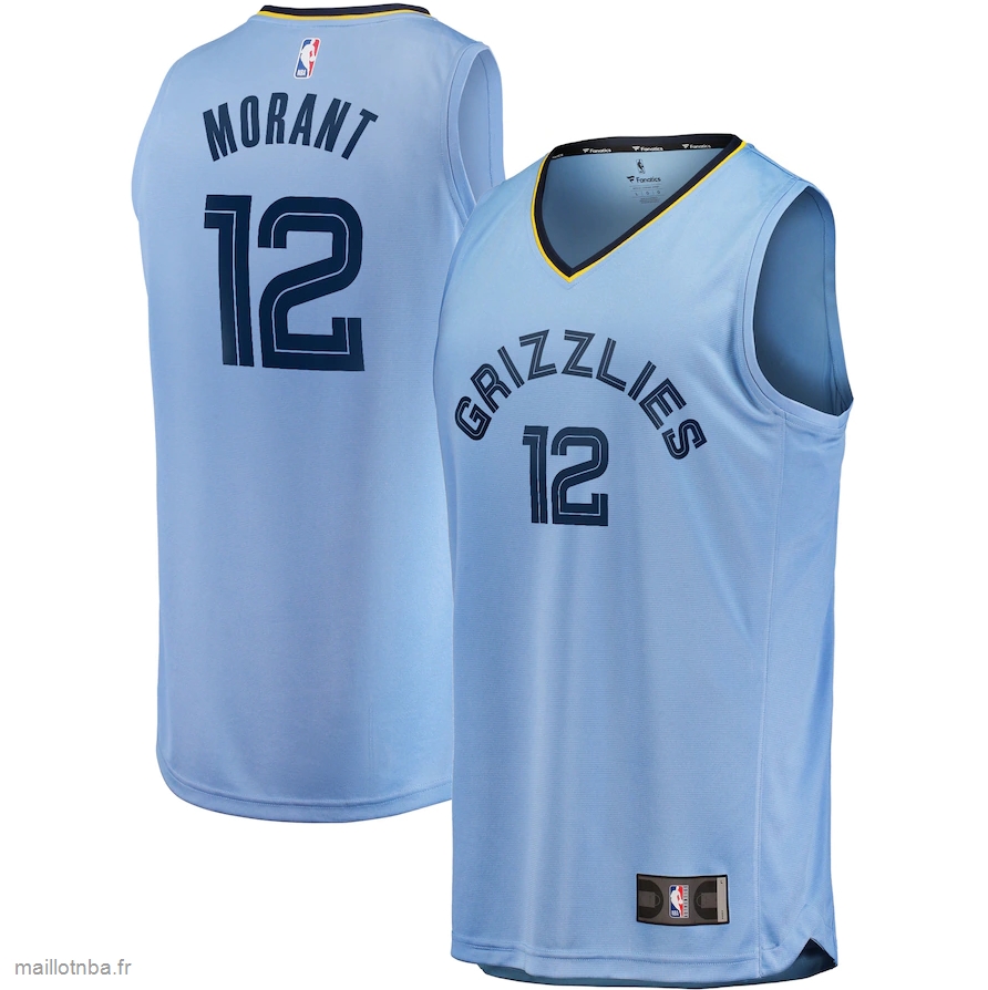 Maillot Memphis Grizzlies Ja Morant Fanatics Branded Light Blue 2020/21 Fast Break Player Jersey - Statement Edition